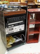 A late twentieth century Panasonic cabinet stack system stereo & wood effect CD rack Condition