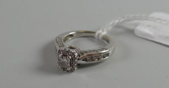An 18ct white gold 1ct diamond radiant cut ring (paperwork included) Condition reports provided on