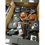 Approx ten assorted cameras including retro 1950s film cameras, Praktica MTL5L with 200mm lens