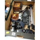 Approx ten assorted cameras including retro 1950s film cameras, Canon SLR with lens, Agfa Silette