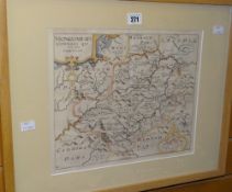 An antique CHRISTOPHER SAXTON map of Montgomery, 28 x 34cms Condition reports provided on request by