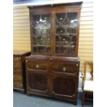 Excellent nineteenth century mahogany secretaire bookcase, the base with drop-down desk having an