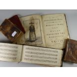 A parcel of interesting old books including a pocket book of Scots Almanack circa 1770s, an