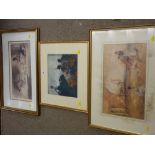 SIR WILLIAM RUSSELL FLINT three framed prints - various women and settings (some requiring re-