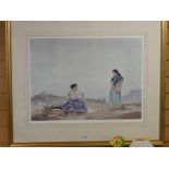 SIR WILLIAM RUSSELL FLINT colourful print - two young girls