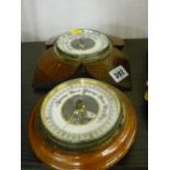 Two small oak framed vintage barometers
