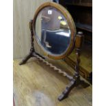 Oak oval toilet mirror on a barley twist frame