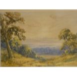 J CALLOW early watercolour - parkland scene with deer in the background, signed, 24 x 35 cms