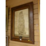 Antique print in an oak frame of a fourmaster ship, entitled 'Macquarie', 56 x 36 cms