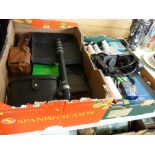 Mixed quantity of vintage cameras, binoculars, a boxed Boots slide sorter etc