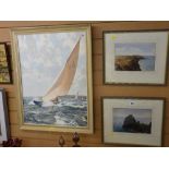 ARCHIBALD JAMES STUART WORTHING two watercolours - English coastlines and a MONTAGUE DAWSON framed