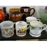 Selection of commemorative and other mugs and tankards