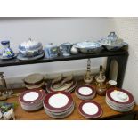 Mixed selection of blue and white decorated tableware, a pair of small classical styled pottery