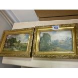 JOHN CONSTABLE two miniature gilt framed prints - 'The Haywain' and 'House in the Countryside' after