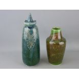 Two Cobridge stoneware pottery ornaments in high fired type glazes including a 1998 dated baluster