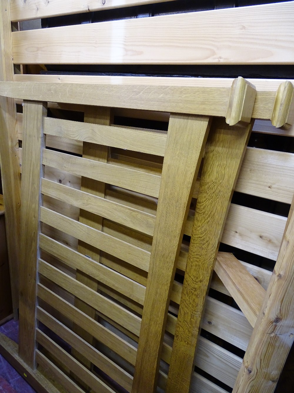 Modern oak double bedstead