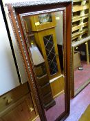 Gilt and mahogany effect dressing mirror, small folding table and a gilt metal three tier trolley