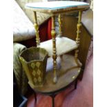 French style two tier gilt painted side table, an oval topped vintage mahogany side table with a