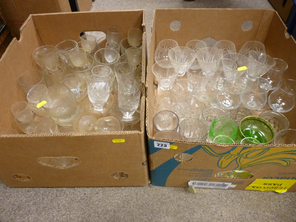 Two boxes of drinking glassware