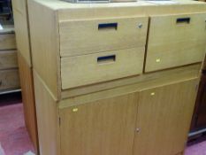 Parcel of four modern hardwood vintage style office drawers and cupboards