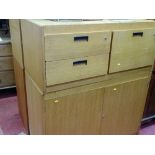 Parcel of four modern hardwood vintage style office drawers and cupboards