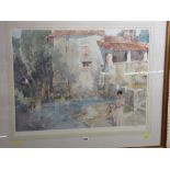 SIR WILLIAM RUSSELL FLINT framed limited edition (545/850) print - Mediterranean scene showing two