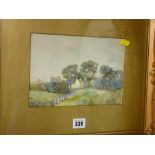 M GREENHOUGH gilt framed watercolour study - country cottage, signed and dated 1910