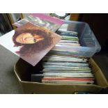 Box and plastic crate of vintage LP records etc, classical, country, compilation and individual