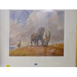 LUCY KEMP WELSH limited edition (124/850) print - farmer ploughing with shire horse team