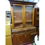 Victorian mahogany two door glass topped bookcase sideboard