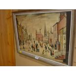 L S LOWRY coloured print - 36 x 50 cms