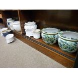 Collection of mainly pottery planters including a pair of Oriental fish bowl type