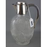 Silver mounted cut glass claret jug, Birmingham 1898 (foot rim chipped), 24 cms high