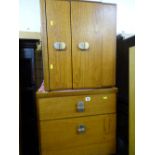 Two mid Century teak twin drawer bedside chests