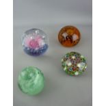 Victorian glass dump with a millefiori and two bubble filled paperweights