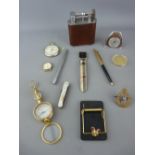 Mixed group of collectables including a jumbo table lighter, vintage pocket knife, compass magnifier