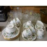 Selection of drinking and other glassware and a Duchess 'Strawberry Fields' bone china part teaset