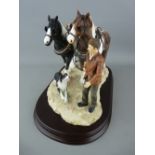 Leonardo Collection figurine of a young farmer and his dog with two shire horses