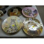 Collection of cat decorated collector's wall plates