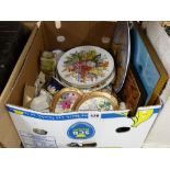 Mixed box of decorative pottery and porcelain etc