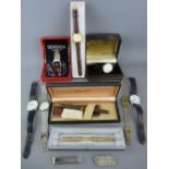 Collection of lady's and gent's wristwatches, a well used Schaeffer pen with fourteen carat gold