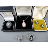 Collection of Wedgwood cameo Jasperware jewellery including a pair of clip-on earrings, all in