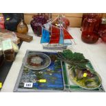 Collection of stained glass ornamental ware