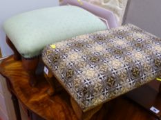 Tapestry top adjustable footstool and one other