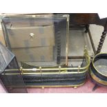 Excellent brass and wirework fender, two sparkguards, a cauldron shaped coal bucket etc