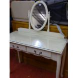 Modern two drawer dressing table with oval mirror