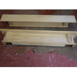 Pair of stripped wood overmantel shelves