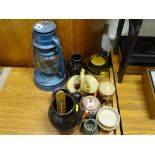 Miscellaneous parcel including paraffin lamp, pottery and china etc