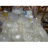 Collection of vintage and other table glassware, bowls and vases