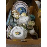 Box of decorative vases, plates and ornamental glassware etc